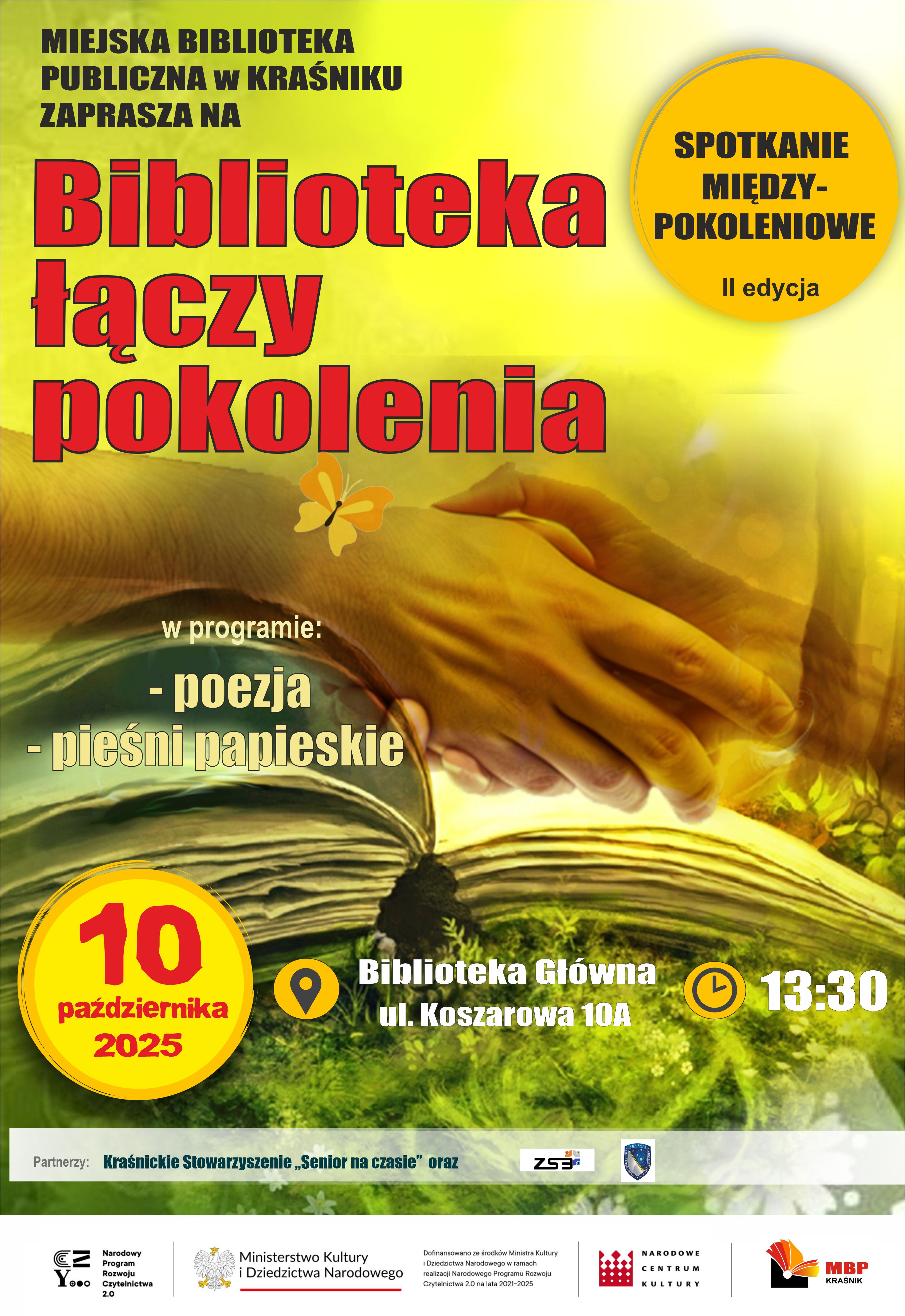 plakat spotkanie biblioteka łączy pokolenia