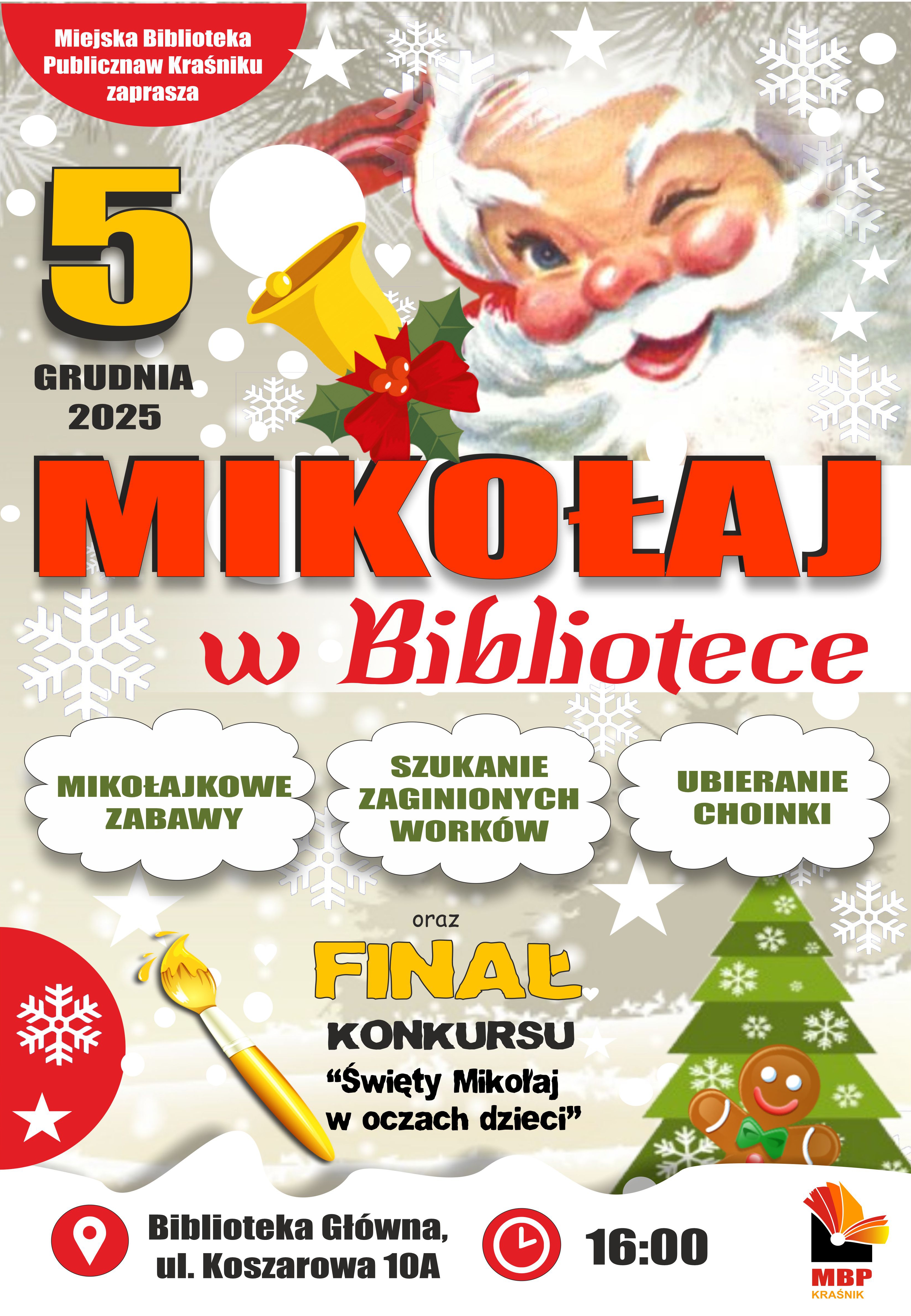 plakat mikołaj w bibliotece