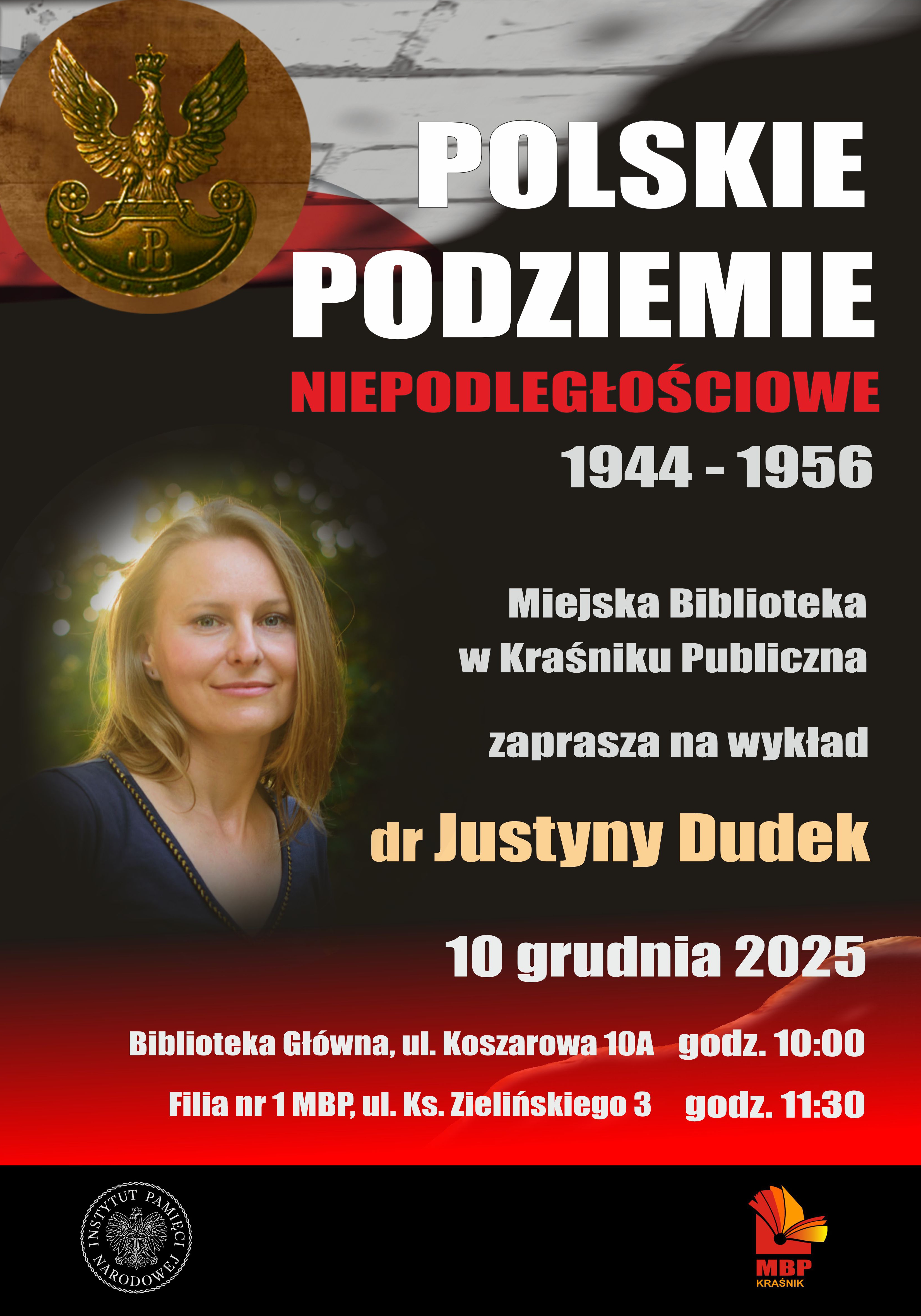 plakat wykład dr justyny dudek