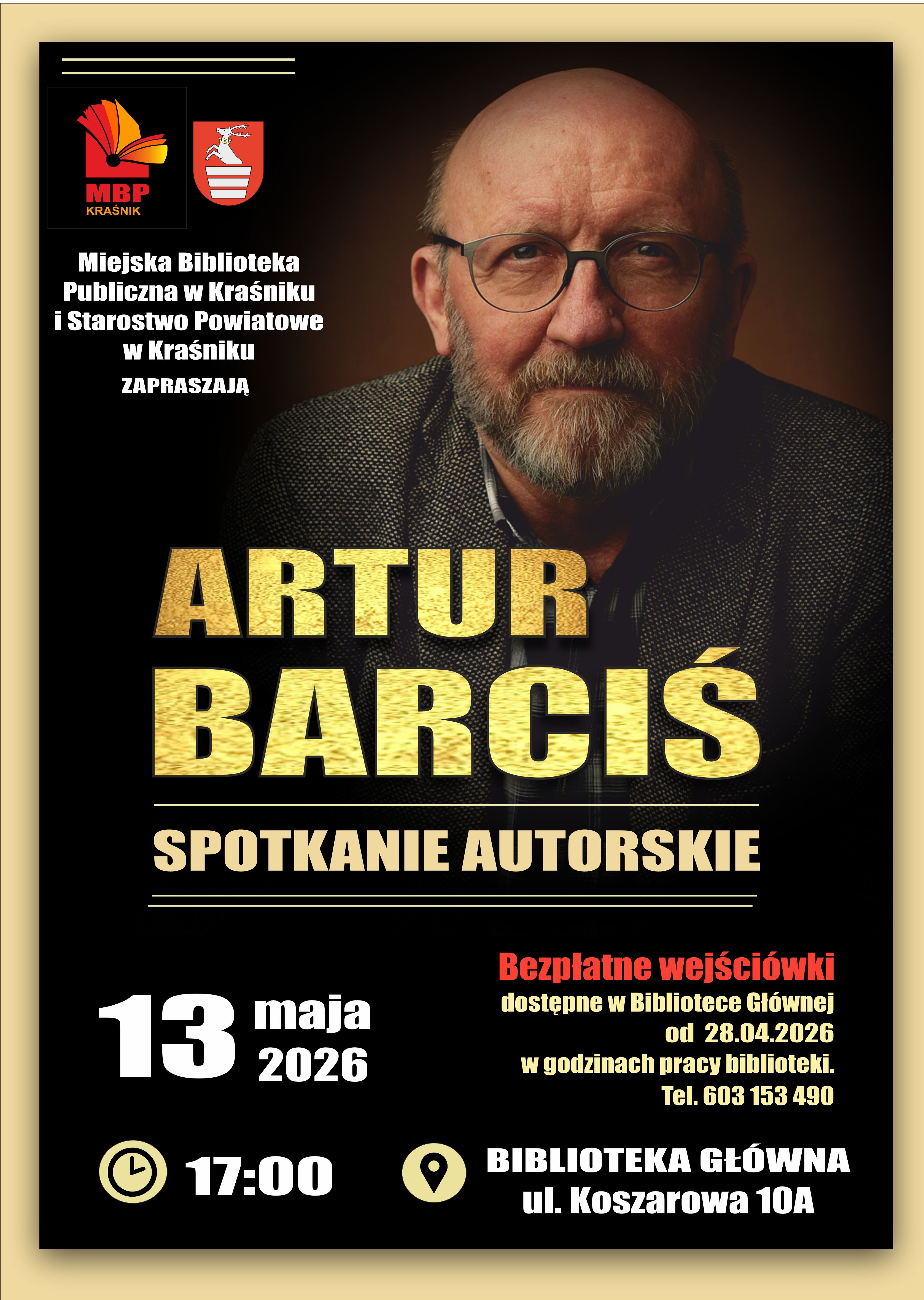 plakat spotkanie autorskie z arturem barcisiem