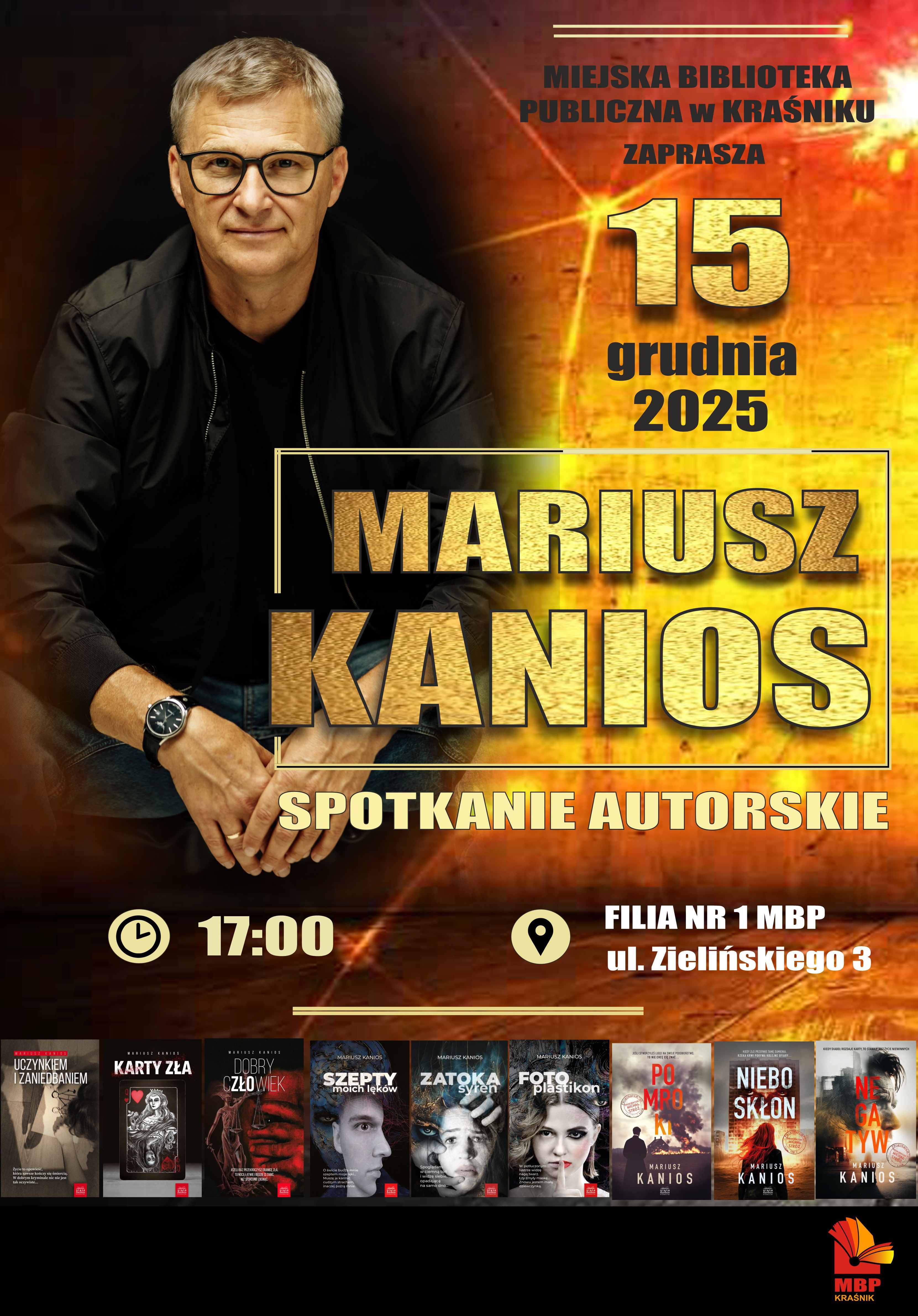plakat spotkanie autorskie z mariuszem kaniosem