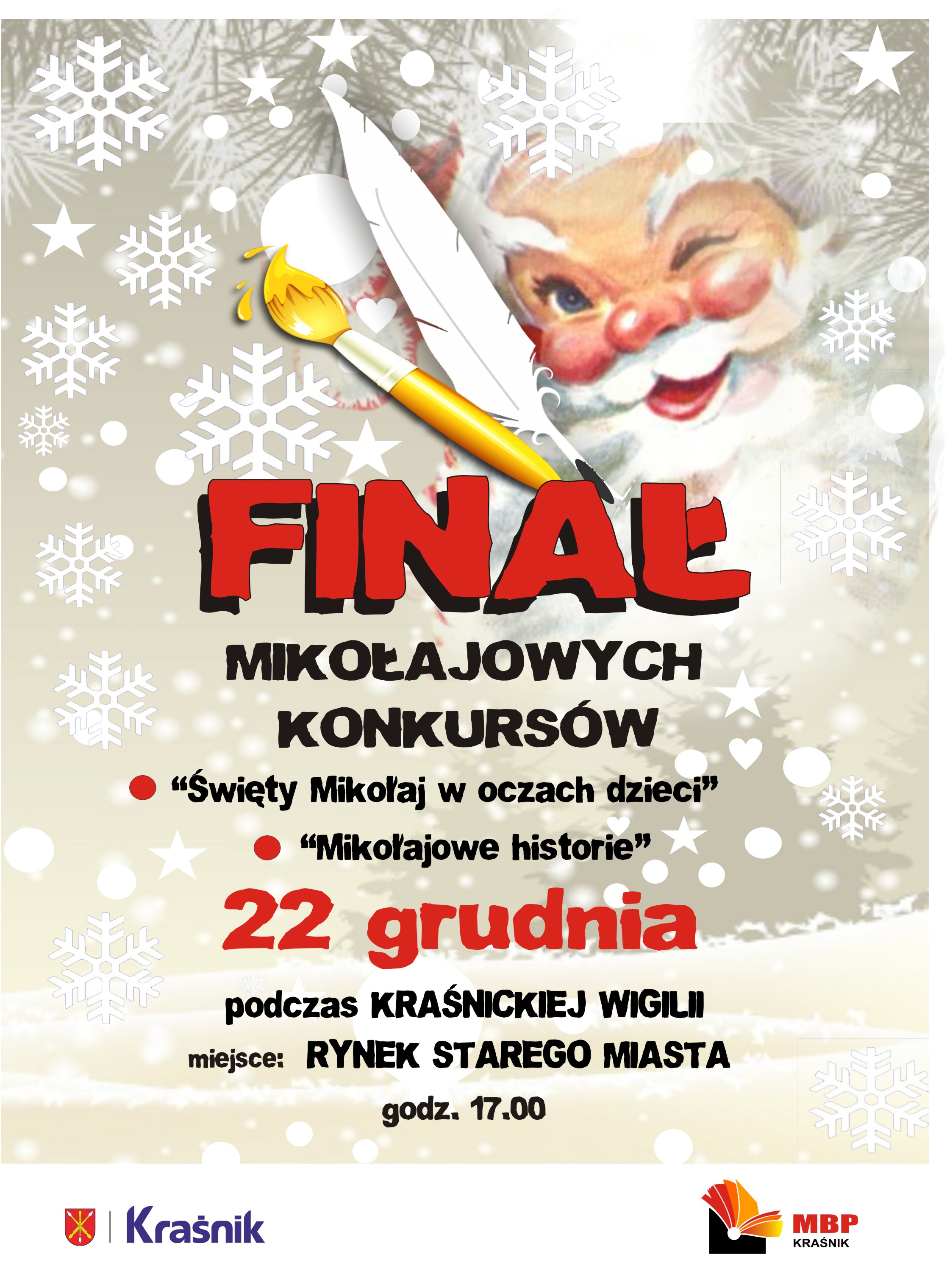 Plakat finału mikołajowych konkursów